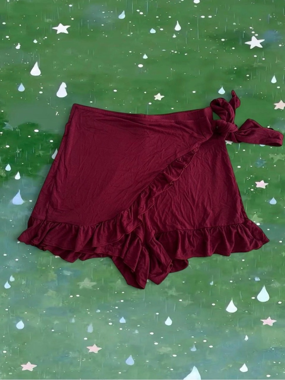 HALARA Burgundy Ruffle Wrap Shorts